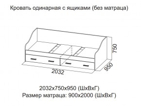 Кровать одинарная с ящиками (Без матраца 0,9*2,0) в Североуральске - severouralsk.magazin-mebel74.ru | фото